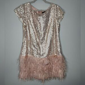 Mourino Sequin and Feather Mini Dress